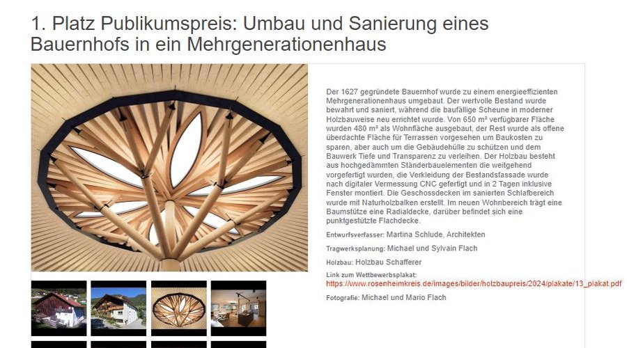 1. Platz Publikumspreis beim Rosenheimer Holzbaupreis!